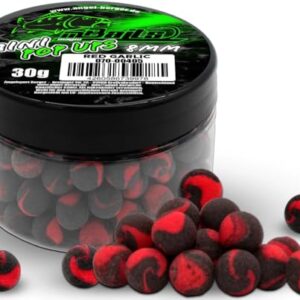 Mini Two-Tone Pop-Ups von Angel-Berger Magic Baits in Red Garlic Flavour - Premium Range für effektives Fischen mit Method Feeder und Karper.