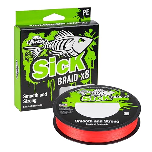 Berkley Sick Braid - 8-fach geflochtene Angelschnur, super glattes 8-fach Multifaden PE Raubfischgeflecht für Süßwasser- oder Salzwasser-Meeresangeln