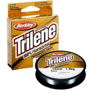 Berkley Trilene 100% Fluorocarbon-Leiter-Angelschnur, hochwertige Schnur für verschiedene Angeltechniken, klare Farbe, nahezu unsichtbar im Wasser, hoher Tragekomfort, enorme Abriebfestigkeit.