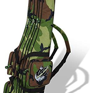 Wasserabweiser Fischerei Rucksack mit 3 Innenfächern und verschiedenen Längen für Angelruten - robustes Material, ideal für 2 bis 6 montierte Ruten
