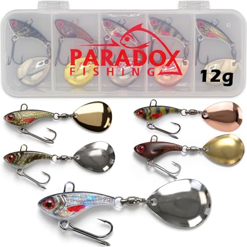 Paradox Fishing Jig Spinner 5er Set zum Barsch Angeln, Delusory 3.0 Spin Jig für optimalen Fischfang