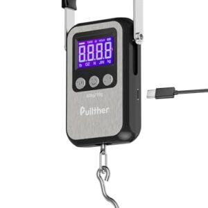 Digitale Kofferwaage für Reisen und Angelzubehör, genaue Gewichtsmessung bis 132 lb/60 kg, LCD-Anzeige und Edelstahl-Konstruktion