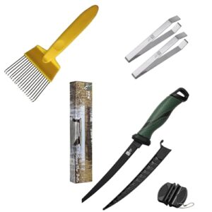Zite Fishing All-in-One Filetiersatz mit flexibler Edelstahl-Klinge und rutschfestem Griff, inklusive Filetierkamm und 2 Grätenzangen