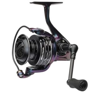 Abu Garcia Spike Spinnrolle, Angelrolle für Raubfischangeln, Leichte und Robuste Konstruktion, 7 Edelstahl-HPCR-Kugellager + 1RB, Grün/Lila/Schwarz, 2000S