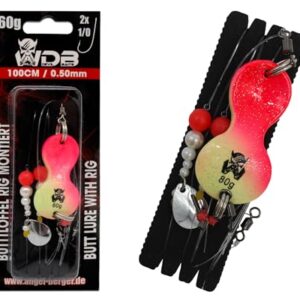 Professionelles Angel-Set für die Jagd auf Plattfische mit Meeresmontage und Gewicht, geeignet für Anfänger und Fortgeschrittene.