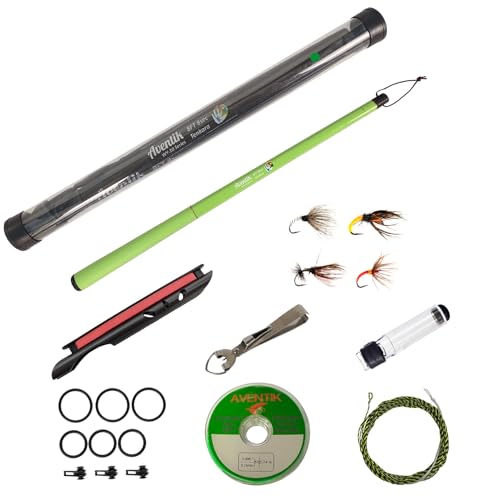 Tenkara Fliegenfischrute, Rutenkombination, Aventik FreshStart, grün, 2,1 m, hochwertige Kohlefaser-Rohling, leicht und empfindlich, ideal für enge Räume, Geschenk für Tenkara-Anfänger