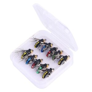 Lebensechte Fliegenköder für Forellenausfischen, Bass und Lachs Angelhaken in wasserdichter Box