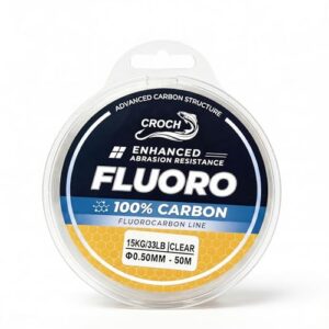 Fluorocarbon Vorfachschnur 50M, Angelschnur für Barsch, Zander und Hecht, abriebfestes Angelvorfach für Süßwasser und Raubfischangeln