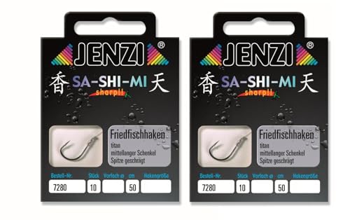 Zwei gebundene Pakete mit Angelhaken für den Fang von Friedfischen und Weißfischen, verschiedene Schnüre (2-14) inklusive, 50cm Länge, Petri Heill! Aufkleber