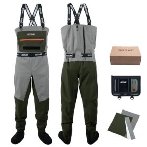 Herren wasserdichte Wathose mit Fünf Lagen, Verbesserter atmungsaktiver Stoff, ideal für Angeln und Jagd, Leichte und wasserdichte Wathose mit Handwärme-Funktion
