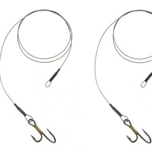 Zwei Jenzi Vorfach Rig Ryder Haken 7x7 mit 60 cm Hochleistungsschnur und Petri Heill Aufkleber, ideal für Hecht und Zander angeln