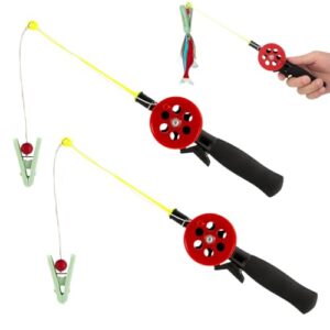 2 Stueck Krabben Angelrute, Kinderangel Krebsangel mit Klemmzubehoer, ideal fuer Strand und Urlaub, Kinder Geschenk