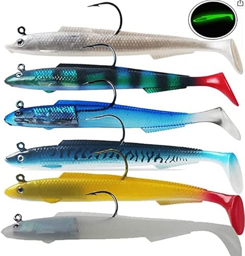 Kalastus Gummifische mit Jigkopf 15cm, 30g - Zander Gummiköder Set zum Raubfisch Ködern