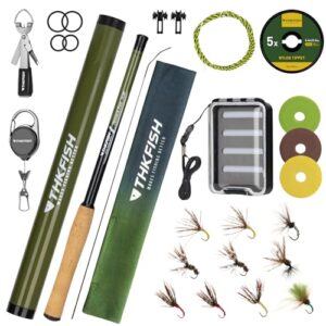 Tenkara Fliegenfischruten-Set mit Tragetasche, Angelschnur und Fliegenfischkoeder fuer Baechen, Forelle, Barsch und Lachs