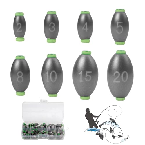 TYBYBB Angelblei Set, 50 Stück Angelblei, Laufblei, Angeln, Dropshot Angel, Gewichte Blei, Karpfenblei, Lotblei, Sinkblei, Stabblei, Tropfenblei, Sinker, Angelset