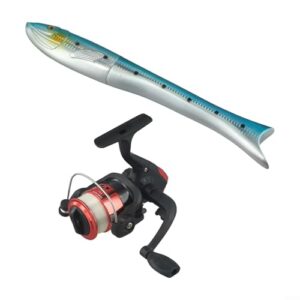 Ergonomische Angelrute in Fischform für Kombi-Angeln, Teleskop-Angelrute mit 7 Abschnitten und Rolle, ideal für Reisen, Camping und Outdoor- Aktivitäten