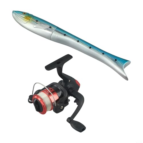 Ergonomische Angelrute in Fischform für Kombi-Angeln, Teleskop-Angelrute mit 7 Abschnitten und Rolle, ideal für Reisen, Camping und Outdoor- Aktivitäten