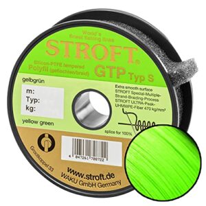 Waku Schnur STROFT GTP Typ S, 250 m Gelbgrün, Geflochtene Schnur mit Tragkraft 8 kg und Dicke 0,20 mm