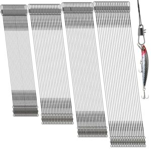 Stahlvorfach Hecht Angeln Set mit Wirbel & Karabiner, 4 Größen Vorfach Angeln Schwarz, Edelstahl Fischen Angelzubehör, Bissfeste Stahlvorfächer für Salzwasser Süßwasser