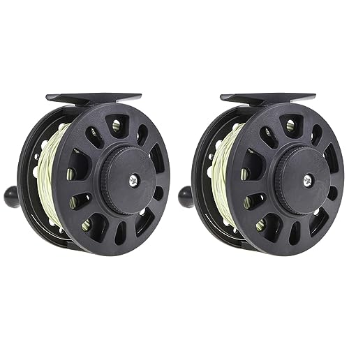 Perfekte Angelrolle für Ihren nächsten Ausflug - 2PCS Fliegenfischen Rolle, GLA 5/6 Fliegenfischen Rolle, Angler Zubehör, Fliegenfischen Rad Mit Schnur, Große Fliegenrolle Arbor, Kunststoff Körper Und Spule Fliegenfischen Rollen Für Forelle Barsch