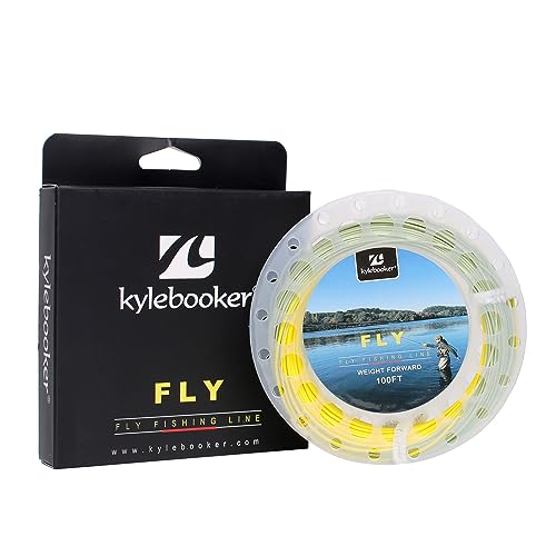 Fly Fishing Line mit Welded Loop, Floating Weight Forward Fliegenschnur 100FT (WF6F, Moss+Green Gold)