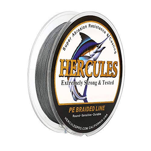 Hercules Super Cast Angelschnur, geflochtene Angelschnur mit 6-100lb Teststärke für Salzwasser und Süßwasser, PE-Geflecht, Fischdraht, Superline 4 Stränge