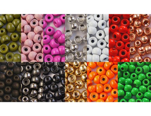 25 kleine MESSING Perlen mit 2,4 mm Durchmesser und 0,04g Gewicht in Goldfarbe für Fliegenbinden