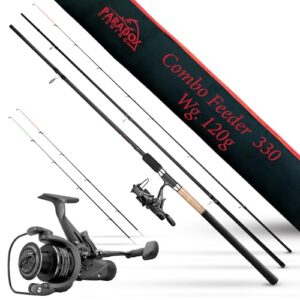 Angelrute für die Methode-Fishing-Technik, Paradox Fishing Feederrute 3.3m Wg. 120g + 3000 Rolle