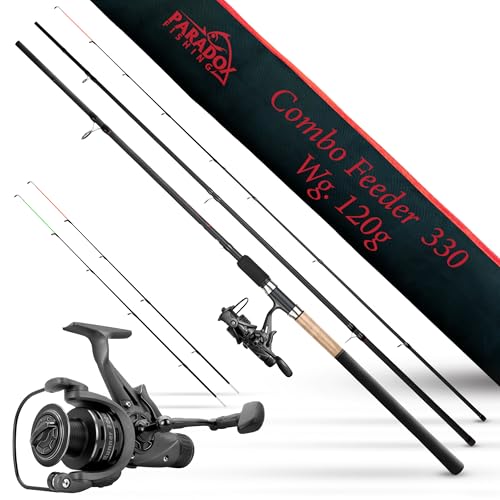 Angelrute für die Methode-Fishing-Technik, Paradox Fishing Feederrute 3.3m Wg. 120g + 3000 Rolle