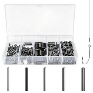 300 Stück Fishing Klemmhülsen Sortiment 5 Größen 1 bis 1,8mm, Einzel Zylinder Crimphülsen-Set, Kupferfass-Crimphülsen, Kupferrohr, Angelschnurvorfach für Vorfach-Takelage