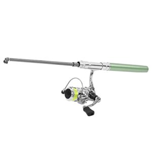 Tragbare Mini-Angelrute in Stiftform, einziehbar, mit Rollenrad, für Outdoor-Angeln (grün)