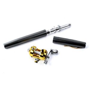 Tragbare Taschen-Teleskop-Angelrute mit Rollenrad, komfortabel und portable, ideal für Angler, schwarze Farbe