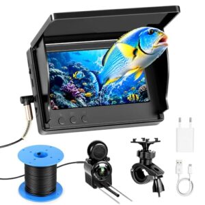 Fischfinder Unterwasserkamera mit 30m Kabel, IR-Nachtsicht & Weitwinkel, Unterwasser Kamera für Angeln im See und auf dem Eis