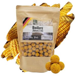 Zite Fishing Boilies 20mm für Karpfen-Angeln - Süßer Mais Aroma - Starke Lockwirkung & Wohldosierte Aminosäuren - 1kg Angelköder Sinkend