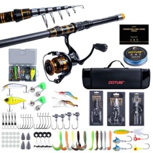 Ein perfektes Angelset für jeden Angler: Goture Teleskop-Angelrute 2,4m mit 5.2:1 Spinnrolle und Köderbox