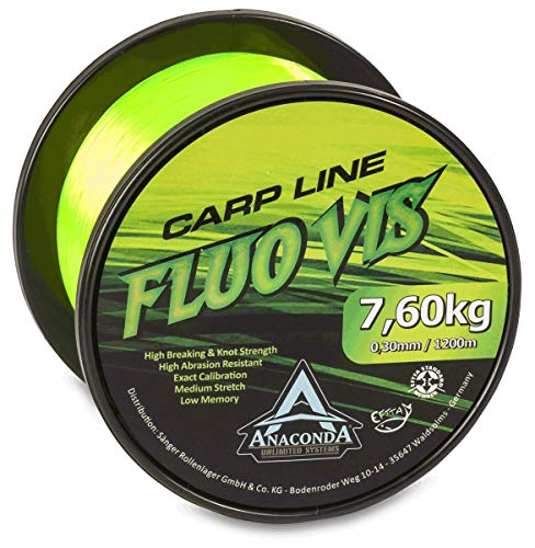Anaconda Unisex - Erwachsene Fluovis Green Carp Line 1.200m/ 0,33mm: Hochwertiges Angelmaterial für Angler mit grüner Farbe und optimalem Jagdchance.