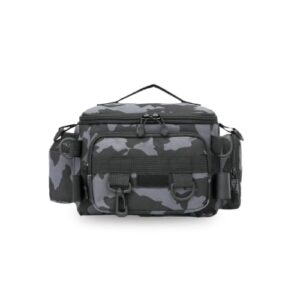 Angeltasche mit Tarnung, Angelrucksack mit Rutengurt für Meerangeln und Süßwasserangeln
