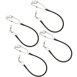 4er Pack Gummiseil für Hochseeschleppangeln, 360° drehbarer Edelstahl Karabiner, Schwarz