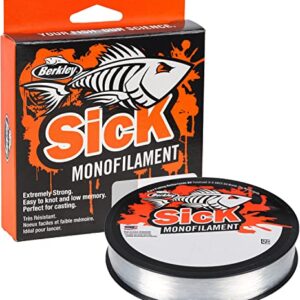 Berkley Sick Nylon-Angelschnur, Monofil-Angelschnur mit geringer Dehnung und wenig Drall, abriebfest für Süßwasser- oder Meeresangeln, farblos