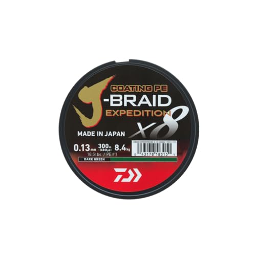 Daiwa J-Braid Expedition X8E Angelschnur, 0,13 mm, 8,4 kg/18,5 lbs, 150 m, dunkelgrün