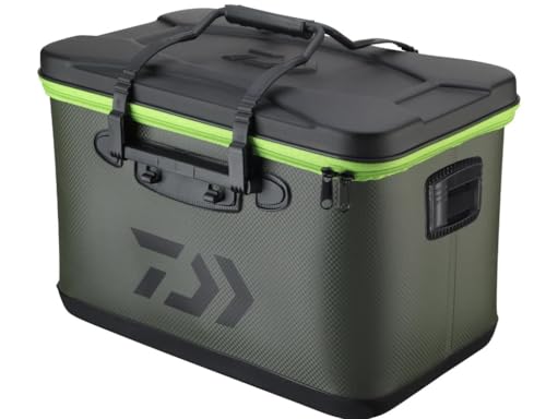 Wasserdichter Tackle-Container von Daiwa D-Vec in schwarzer und gelber Farbe mit Logo 'D' - ideal für die Aufbewahrung von Tackle-Boxen, Zubehör, Schuhen und Bekleidung