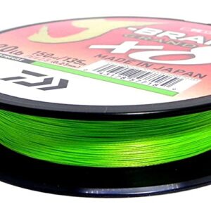 Daiwa J-Braid Grand X8E 0,10mm Anglerfaden mit 135 Metern Länge und einem Durchmesser von 0,10 Millimeter für Spinnfischen oder Rutenangeln in der Farbe Chartreuse