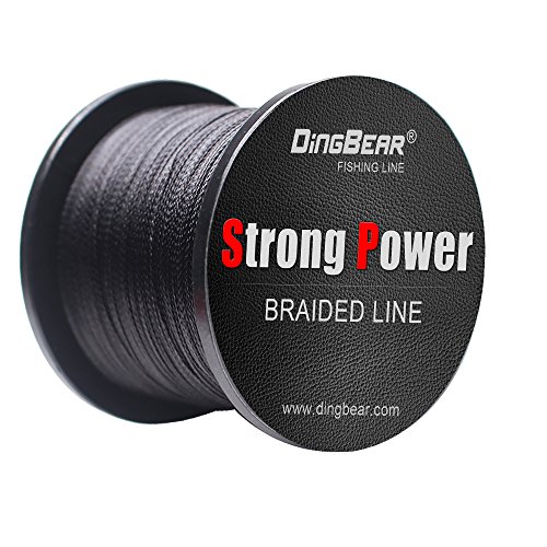 Dingbear Angelschnur, sehr starke und widerstandsfähige geflochtene Angelschnur für großes Angeln, 437 Yards / 400 Meter, 65 Pfund / 0,37 mm, schwarz