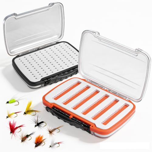 Doppelseitige Fliegenfischen Box mit Deckel, 2er-Pack Spoon Box für trockenfliegen, nassfliegen, Nymphen und Bleiköper - perfekte Begleiterin für jeden Fliegenfischer
