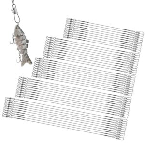 100 Pcs Stahlvorfach Hecht Set mit 5 Größen (10, 15, 20, 25 und 30 cm) für das Fischen in Flüssen, Seen oder am Meer