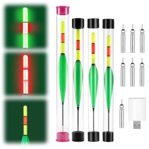 Hahorpa Angelposen Set mit LED Posen, Angeln mit Bissanzeiger und CR425 Batterie Ladegerät, Farbwechselsystem LED Posen für Karpfen, Forellen und andere Fischarten in Süß- und Salzwasser