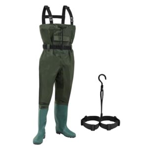 Herren Nylon Angelhose mit rutschfesten Stiefeln und Haken - perfekte Wahl für Trockenheit, wasserdicht, langlebig, bequem zu tragen, verstellbarer Design, praktischer Haken