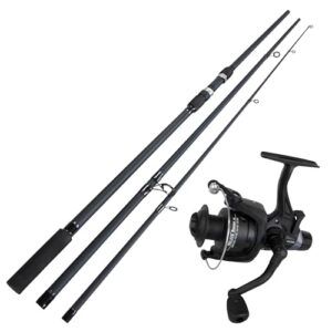 Einsteiger Set für Karpfengewässer mit Helius Runner III Rolle und Black Phantom II Karpfenrute - ideal für Anfänger und Fortgeschrittene