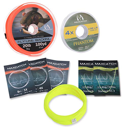 Die ultimative Fliegenschnur für den ambitionierten Angler - MAXIMUMCATCH Bestprice Fliegenfischen Schnur (Weight Forward, Schwimmende Fliegenschnur) und Fliegenschnur Combo mit Backing Vorfach und Tippet (1F/2F/3F/4F/5F/6F/7F/8F/9F/10F), Gelbe Combo (WF6F)