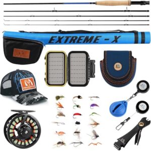 Maximumcatch Extreme-X Fliegenfischer-Kombination aus Rute und Rolle, 3-8wt Combo (6wt-9' Rute, 5/6wt Rolle) - Hochwertige Angelrute mit MAXLINQ Blank-Technologie und MaxSelect Stripping Guides